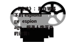  《迷途》：黑白银幕下的 espionage  espionage，探寻人性深处的迷雾！